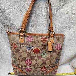 Vintage Coach Peyton Signature Floral Canvas Shoulder Bag